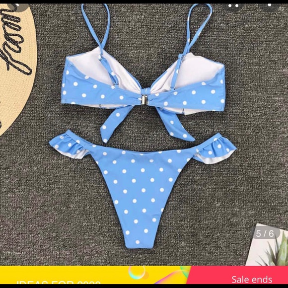 Brazilian cut bikini polka dot blue - Picture 4 of 7